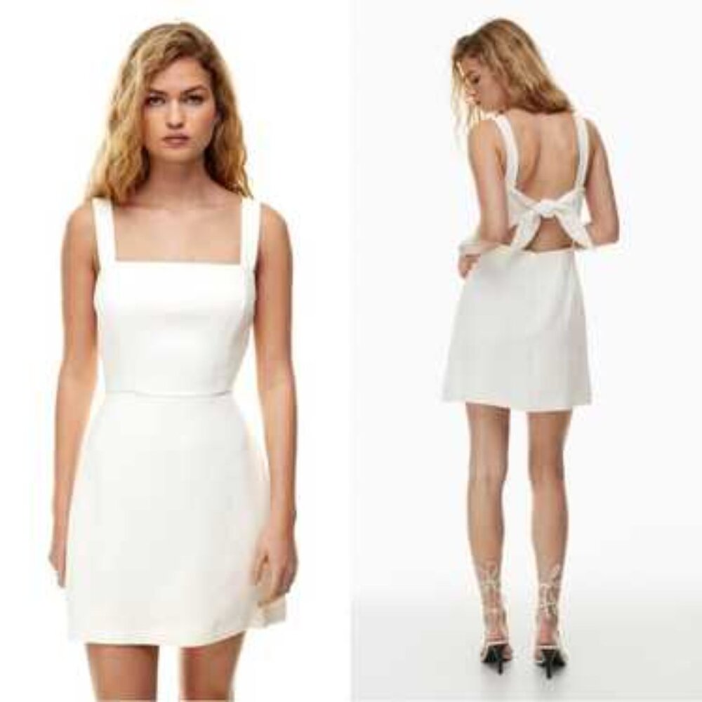 Aritzia Wilfred Light Gray Tie Back Dress